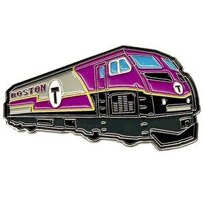 MBTA Commuter Rail Locomotive Metal Magnet, purple